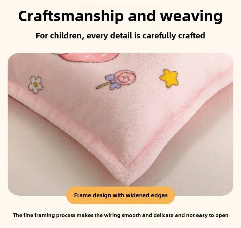 Kids Thick Warm Winter Pillowcase ,Velvet Flannel Skin-Friendly Pillowshams,Fluffy Fabric Pillow Covers Super Soft Home Textiles