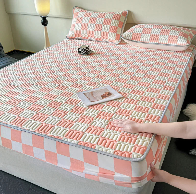 Natural Latex Thicked Summer Cooling Mat for Bed Soft Cool Feeling Fitted Sheet and Pillowcase Matress Cover Grade A Summer Mats
