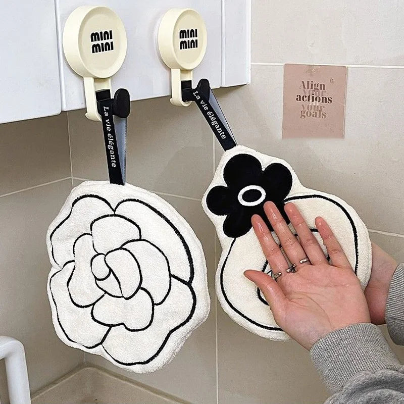 Hand Towel Soft and Skin-friendly Face Towel Hanging Double-layer Thickened Speed Dry Absorbent Hand Cloth for Kitchen Bathroom