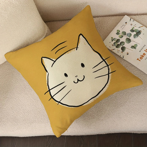 "Cute Cat Face Pillow Cover Soft Plush Gift for Kids Adults No Insert Included Cozy Decorative Cushion Case"