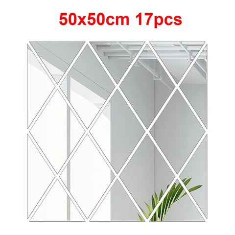 3D Mirror Stickers Acrylic Triangles Self-adhesive Diamonds DIY Wall Mirror Stickers for Living Room Home Decor 10/17/32/58Pcs