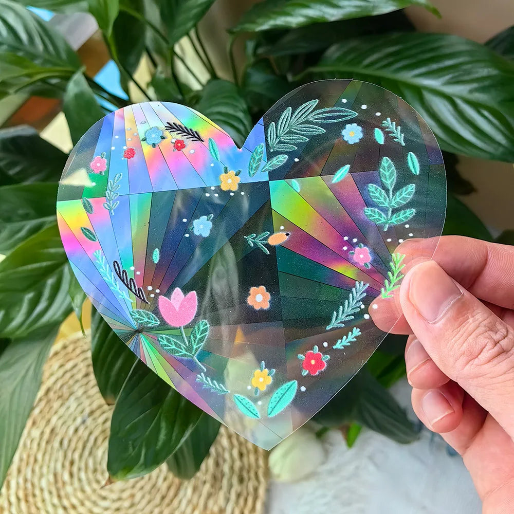 PVC 3D Rainbow Sun Catcher Wall Stickers Cat Bear Spaceship Planet Suncatcher Self Adhesive Window Stickers Room Home Decor