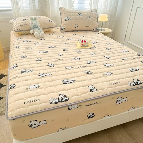 Adorable Quilted Washed Cotton Fitted Mattress Cover - Super Cute Girl's Design, Hypoallergenic