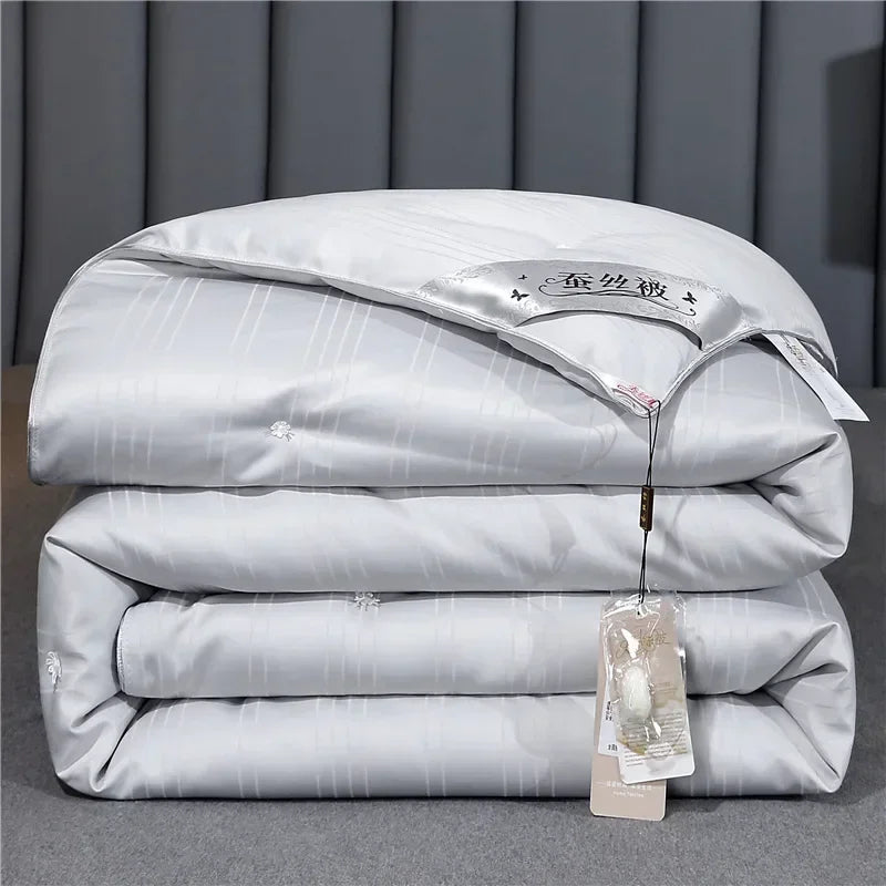 100% Mulberry Silk Quilt Healthy Beauty Handwork Silk Comforters Duvet Silk Filled Double Queen King Quilt 1PCS Durable Bedding