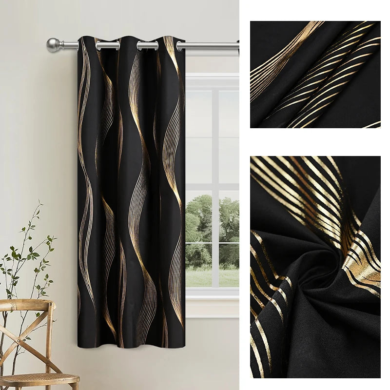 100% Blackout Curtains Luxury Marble Pattern Curtain With Gold Foil Precision Drilling For Home Decor Curtains For Living Room