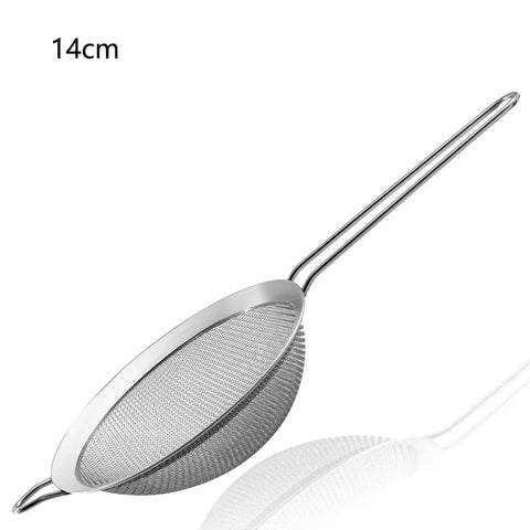 Mesh Filter Sieve Stainless Steel Slotted Spoon Kitchen Set of 3 Fine Strainers Long Handle for Cooking Sifting and Frying