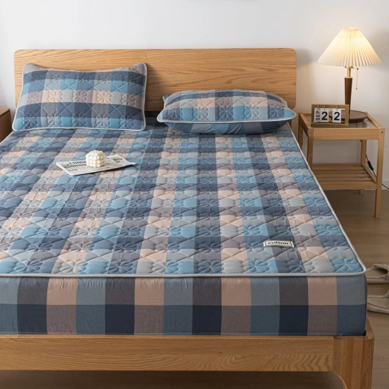 A-Class Hypoallergenic Washed Cotton Quilted Mattress Cover - Soft, Antibacterial, Cozy for a Restful Night's Sleep
