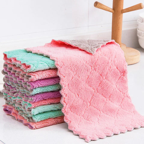 10Pcs Microfiber Towel Absorbent Washable Kitchen Towel Well Woven House Cleaning Dish Towel Cloth Rag Fabric Household