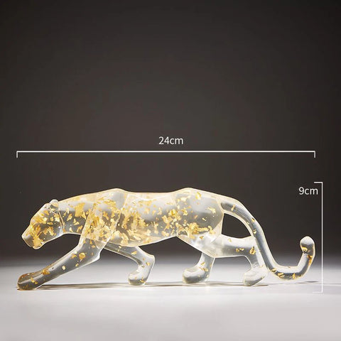 Modern Fortune Transparent Money Leopard Resin Ornaments Office Table Sculpture Crafts Home Livingroom Desk Figurines Decoration