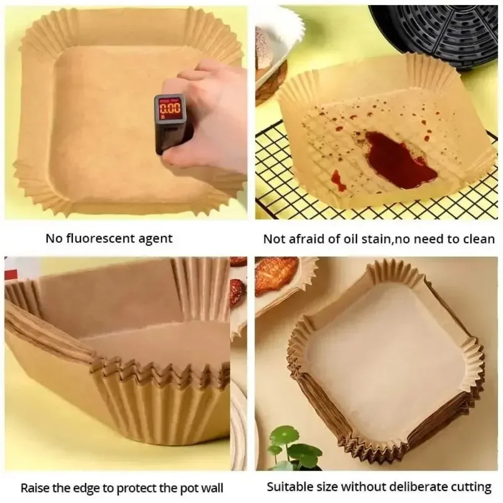 50/30PCS Waxed Paper for Air Fryer Baking Supplies Non-stick Pot Holders Airfryer Papers BBQ Plate Bakeware Kitchen Dining Bar