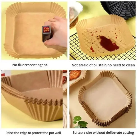 50/30PCS Waxed Paper for Air Fryer Baking Supplies Non-stick Pot Holders Airfryer Papers BBQ Plate Bakeware Kitchen Dining Bar