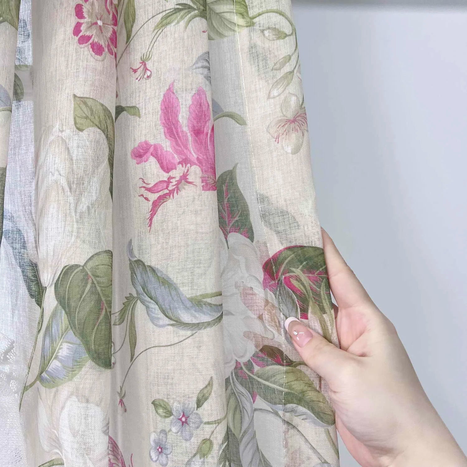 American Pastoral Floral Blackout Curtains For Living Room Bedroom Printed Blossom Window Linen Curtains Home Decor Tulle Drapes