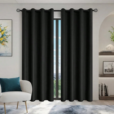 1pc Solid 100% Blackout Curtains with Grommets, Total Privacy Drapes for Bedroom, Beautiful Curtains for Living Room