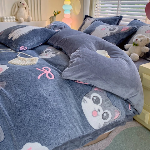 Rainbow Theme Plush Duvet Cover Fluffy Soft Boys Girls Luxury Queen Quilt Cover Winter Warm Letter Print Bedding No Pillowcase