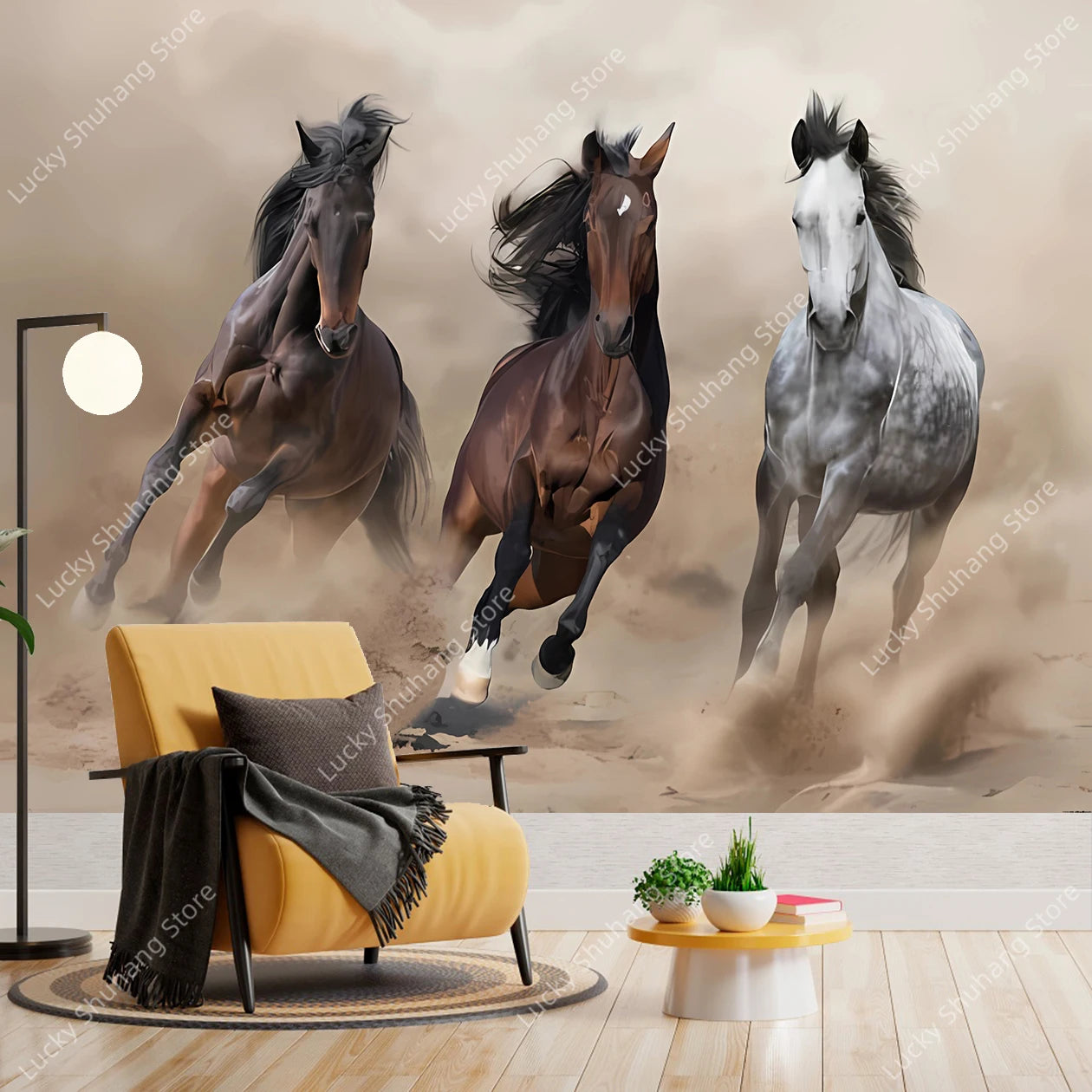 Majestic Black and White Horse Tapestry Elegant Equine Wall Art for Living Room Bedroom Decor Modern Boho Style Home Design
