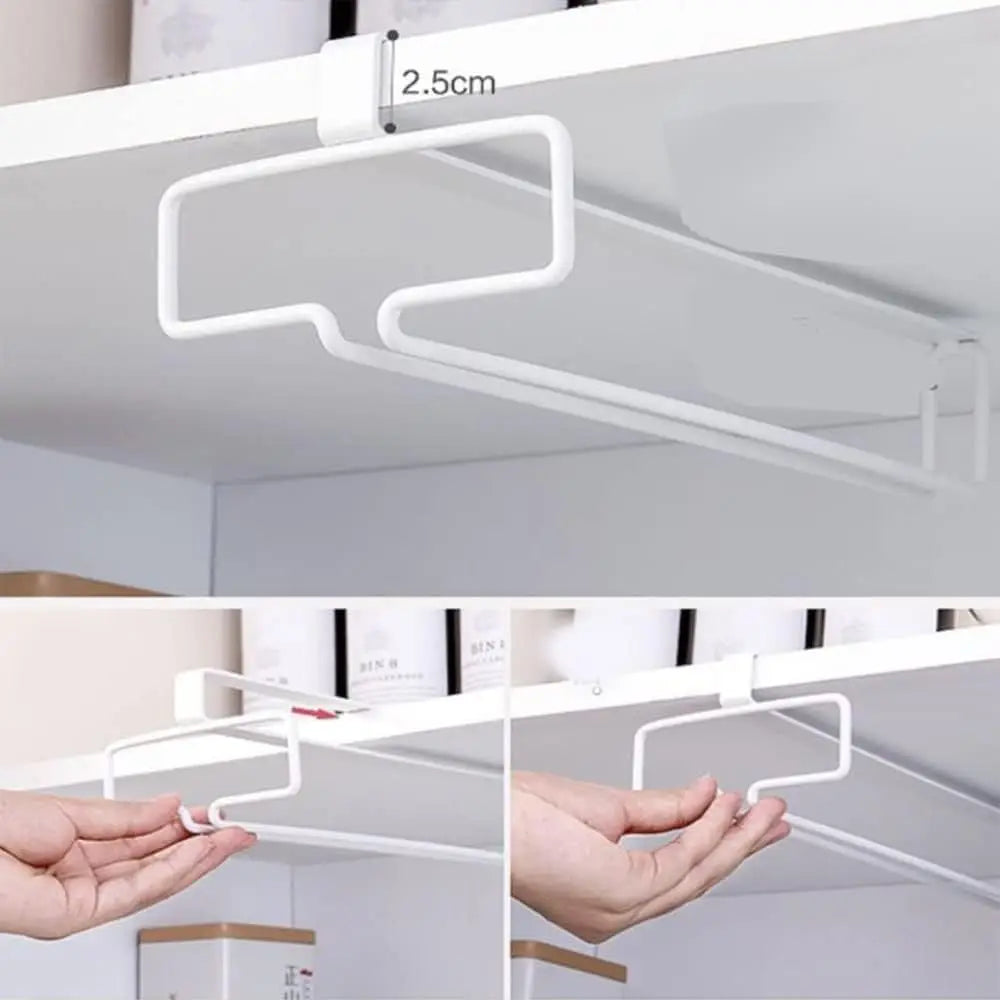 Wine Glass Holder Stemware Rack Hanger Under Cabinet Kitchen Hanging Storage Rack Organizer