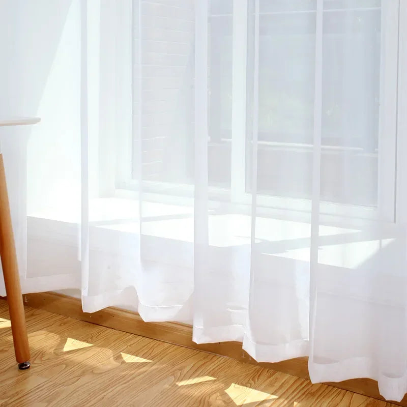 Modern White Solid Tulle Curtains for Living Room Bedroom Balcony Window Screening Sheer Voile Drapes Gauze Treatments Door