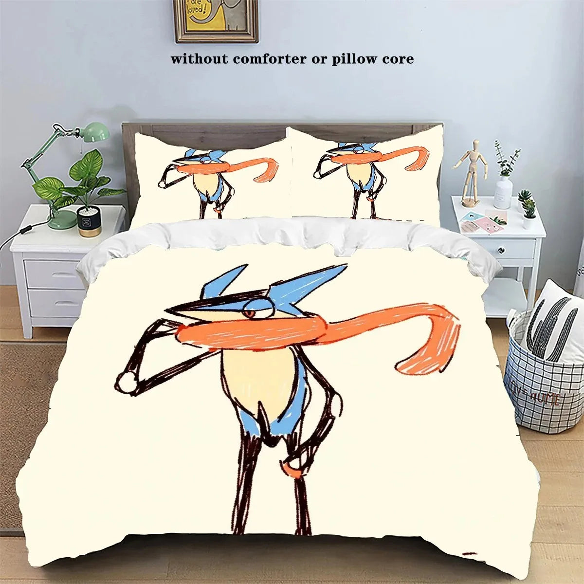 Pokemons Cartoon Anime Bedding Set Kawaii Pikachu Gengar Eevee Charizard Quilt Duvet Cover Children's Set Room Decoration Gift