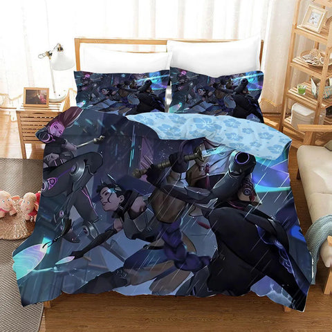 New Bedding Set Demon Hunters Themed Colorful Print Polyester Student Dormitory Bed Sheet Duvet Cover Kid Gift Home Textile