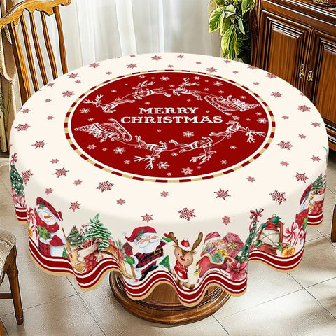 Rustic Christmas Tablecloth Santa Snowman Table Cover Christmas Party Table Decorations for Home Kitchen 2025 Xmas Gifts Navidad
