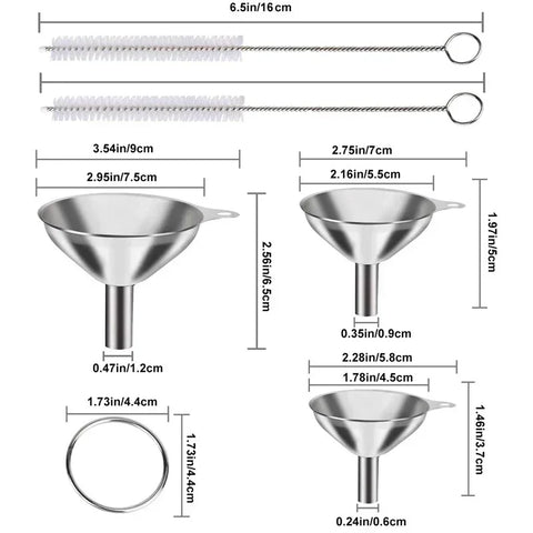 3/5 Pcs Stainless Steel Kitchen Funnels Set Food Grade Metal Funnels for Filling Bottles Small Funnels for Essential Oil Spices