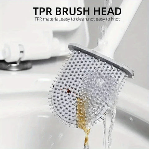 Wall Mounted Toilet Brush Replacement Long Handled Silicone Toilet Brushes Quick Drying Soft Bristles Toilet Bidet Bathroom Set