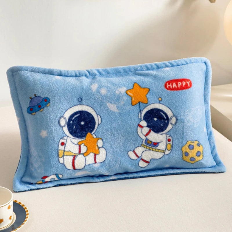 Kids Thick Warm Winter Pillowcase ,Velvet Flannel Skin-Friendly Pillowshams,Fluffy Fabric Pillow Covers Super Soft Home Textiles