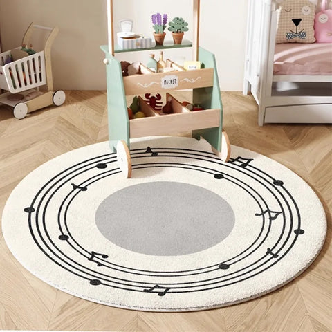 Cream Style Carpets for Living Room Children's Bedroom Decor Plush Carpet Cute Round Bedside Rug Home Thick Anti-slip Floor Mat