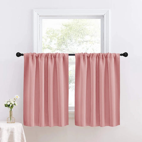 1pc Solid Short Curtain, Small Curtains for Kitchen, Bathroom, High Blackout Curtains for Home Decoration, UV Protection