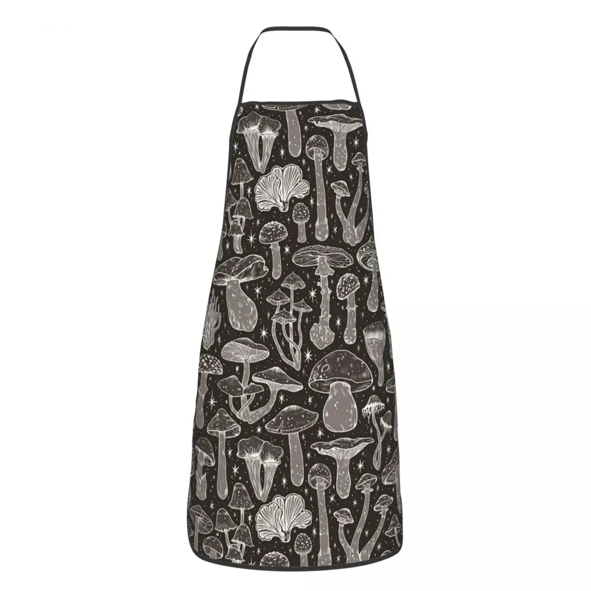 Unisex Vintage Night Mushrooms Apron Adult Women Men Chef Tablier Cuisine for Cooking Kitchen Botanical Forest Garden Painting