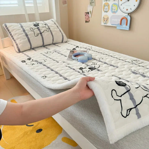 Winter Thicken Warm Mattress Toppers Fleece Bedspread Soft Folding Thin Tatami Mat Student Dormitory Bed Sheet Mattress Cover
