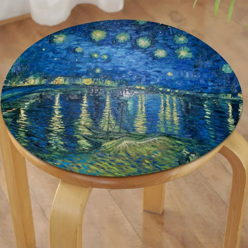 Van Gogh Nordic Printing Stool Pad Patio Home Kitchen Office Chair Seat Cushion Pads Sofa Seat 40x40cm Buttocks Pad
