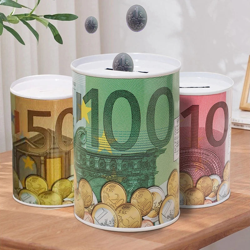 1PC European American Style Dollar Pattern Iron Piggy Bank Creative Coin Money Storage Jars Home Office Decoration Children Gift