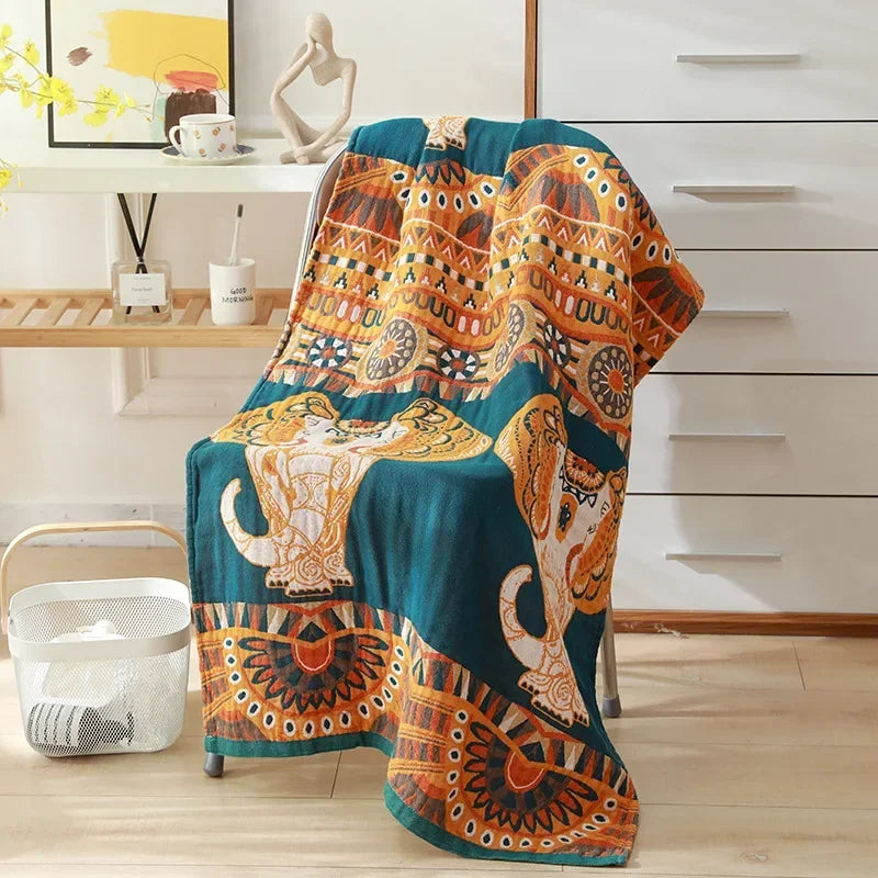 Nordic 21 Styles New Bohemian Floral Printing Adult Soft Absorbent Cotton Gauze Beach Bath Towel Bathroom Accessories 80×160CM