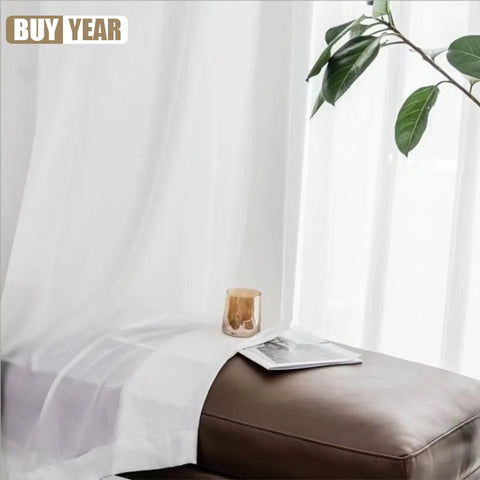 High Quality Solid White Tulle Curtains for Living Room Cream Decoration Beige Window Sheer Voile Modern Bedroom Chiffon Decor
