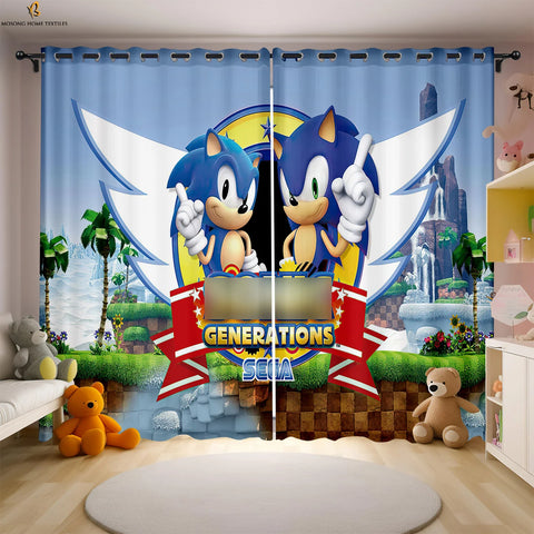 Cute Cartoon Cat Digital Printing Curtain Bedroom Living Room Kitchen Dormitory Decorative Curtain Easy To Wash And Care 2 PCS