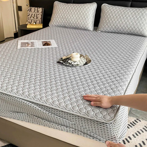 Natural Latex Thicked Summer Cooling Mat for Bed Soft Cool Feeling Fitted Sheet and Pillowcase Matress Cover Grade A Summer Mats
