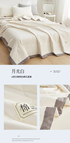Summer Blanket 100% Cotton Inside and Outside Pure Cotton Air Conditioning Quilt Soft Skin-friendly Breathable Thin Duvet Summer