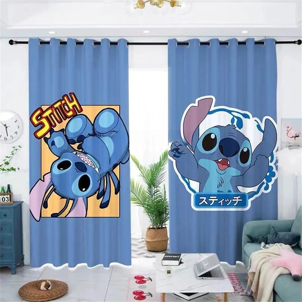 Stitch Cartoon Blackout Curtain New Digital Printed Shading Insulation Window Drapes Custom Boys Girls Kids Gifts