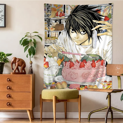 Anime Death Note DN L Colorful Tapestry Wall Hanging Bohemian Wall Tapestries Mandala Wall Hanging Sheets