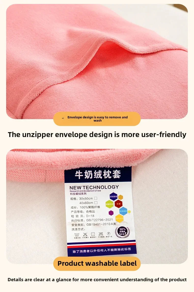 Kids Thick Warm Winter Pillowcase ,Velvet Flannel Skin-Friendly Pillowshams,Fluffy Fabric Pillow Covers Super Soft Home Textiles