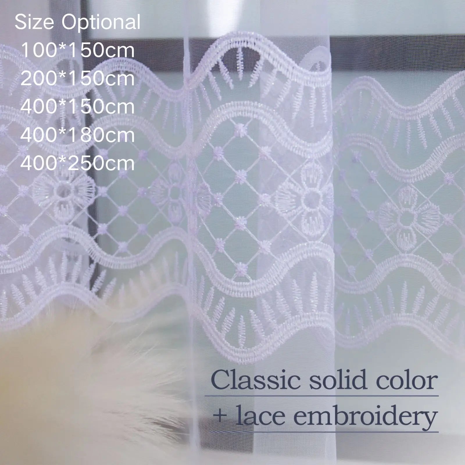 FLYING Romantic Style Embroidered Sheer Curtain Semi-Transparent Window Drapes for Living Room Multiple Sizes Available 1pc