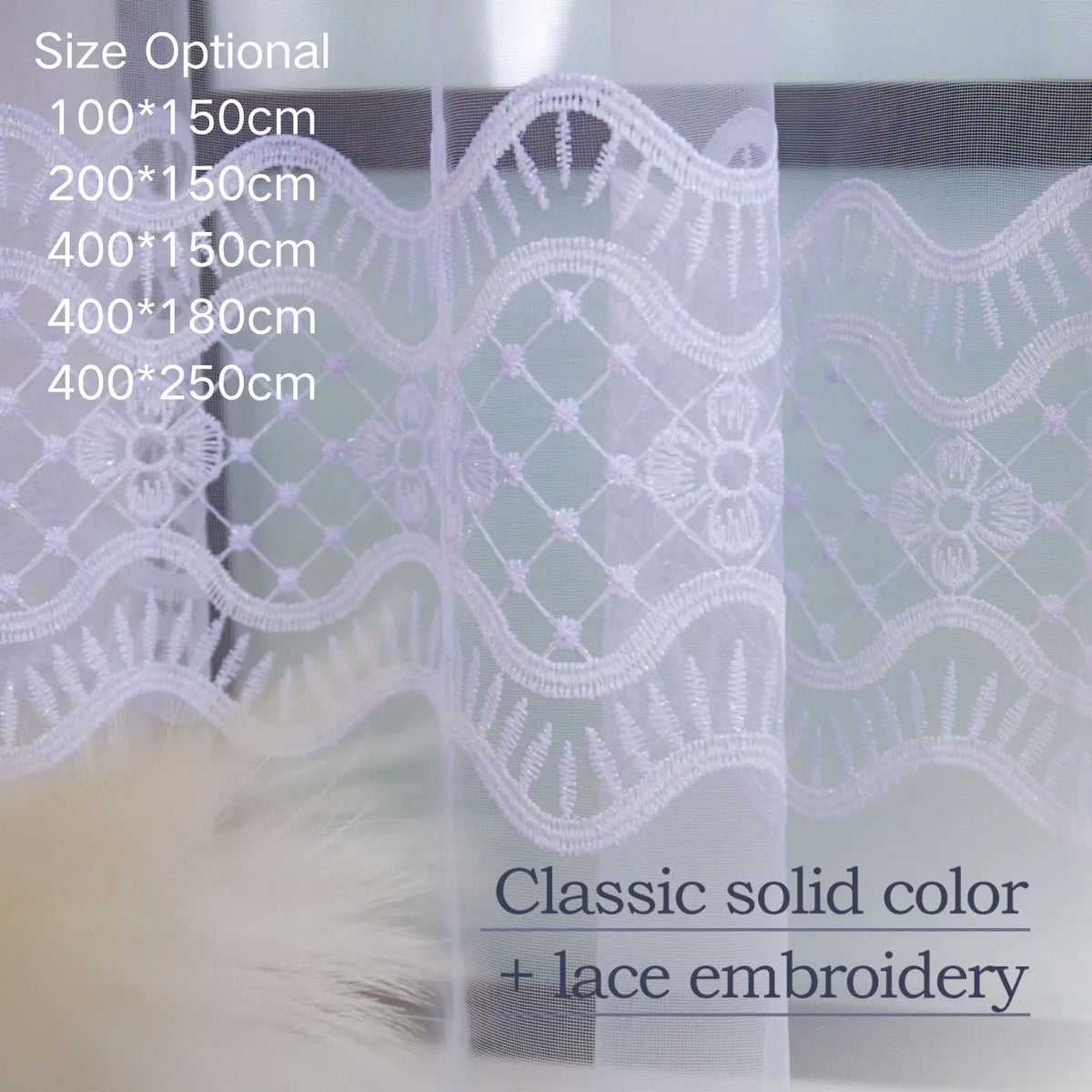 FLYING Romantic Style Embroidered Sheer Curtain Semi-Transparent Window Drapes for Living Room Multiple Sizes Available 1pc