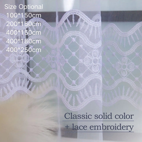 FLYING Romantic Style Embroidered Sheer Curtain Semi-Transparent Window Drapes for Living Room Multiple Sizes Available 1pc