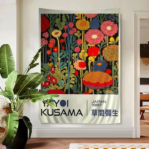 Abstract Yayoi Kusama Anime Tapestry Hanging Tarot Hippie Wall Rugs Dorm Home Decor