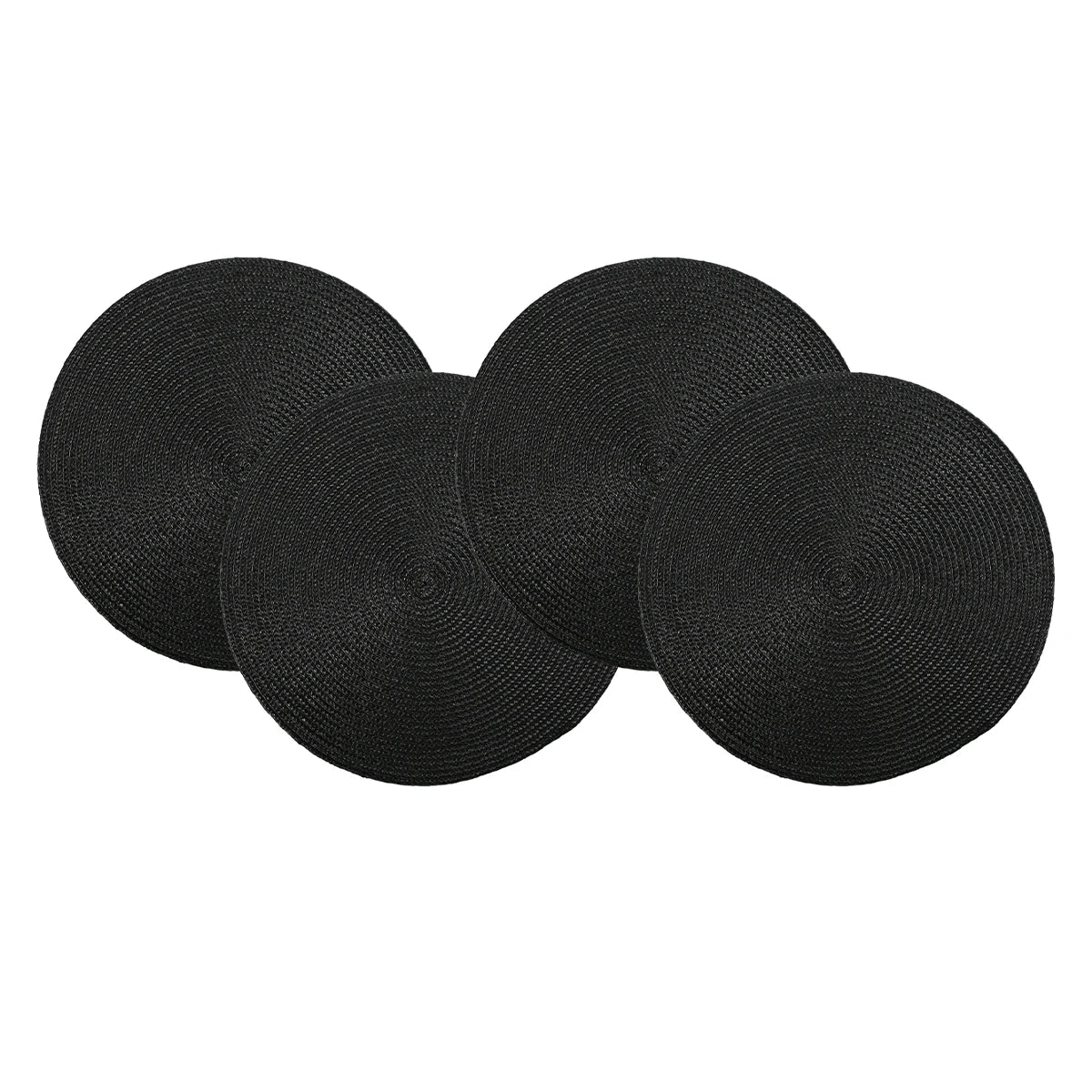Round Braided Placemats Set of 4 Washable PP Heat Resistant 38cm Table Place Mat for Kitchen Xmas Dining Table Party Decor