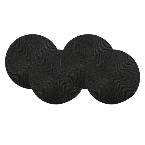 Round Braided Placemats Set of 4 Washable PP Heat Resistant 38cm Table Place Mat for Kitchen Xmas Dining Table Party Decor