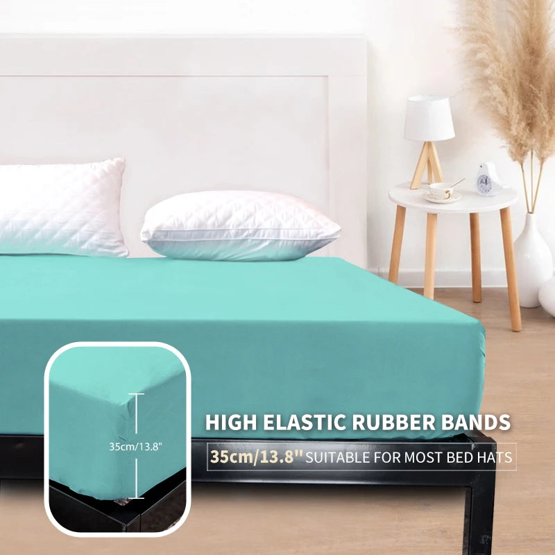 Waterproof Mattress Protector Cover Queen Size 14 inches Deep Pocket Polyester Bed Cover Solid Color Fitted Sheet (Black, Queen)