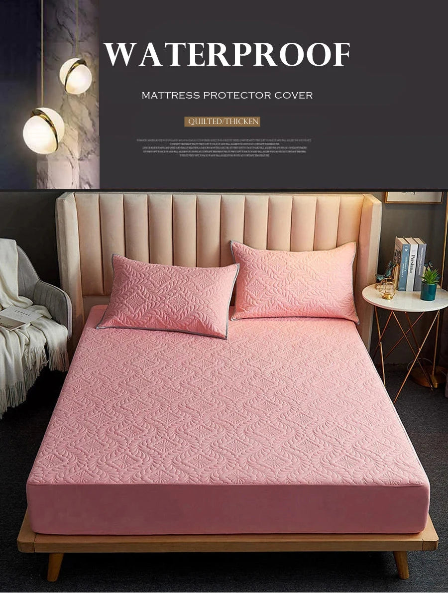 100% Waterproof Quilted Fitted Bed Sheet with Elastic Band Soft Mattress Protector Cover Twin Queen King 160x200cm Home Decor