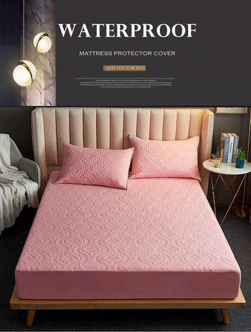 100% Waterproof Quilted Fitted Bed Sheet with Elastic Band Soft Mattress Protector Cover Twin Queen King 160x200cm Home Decor